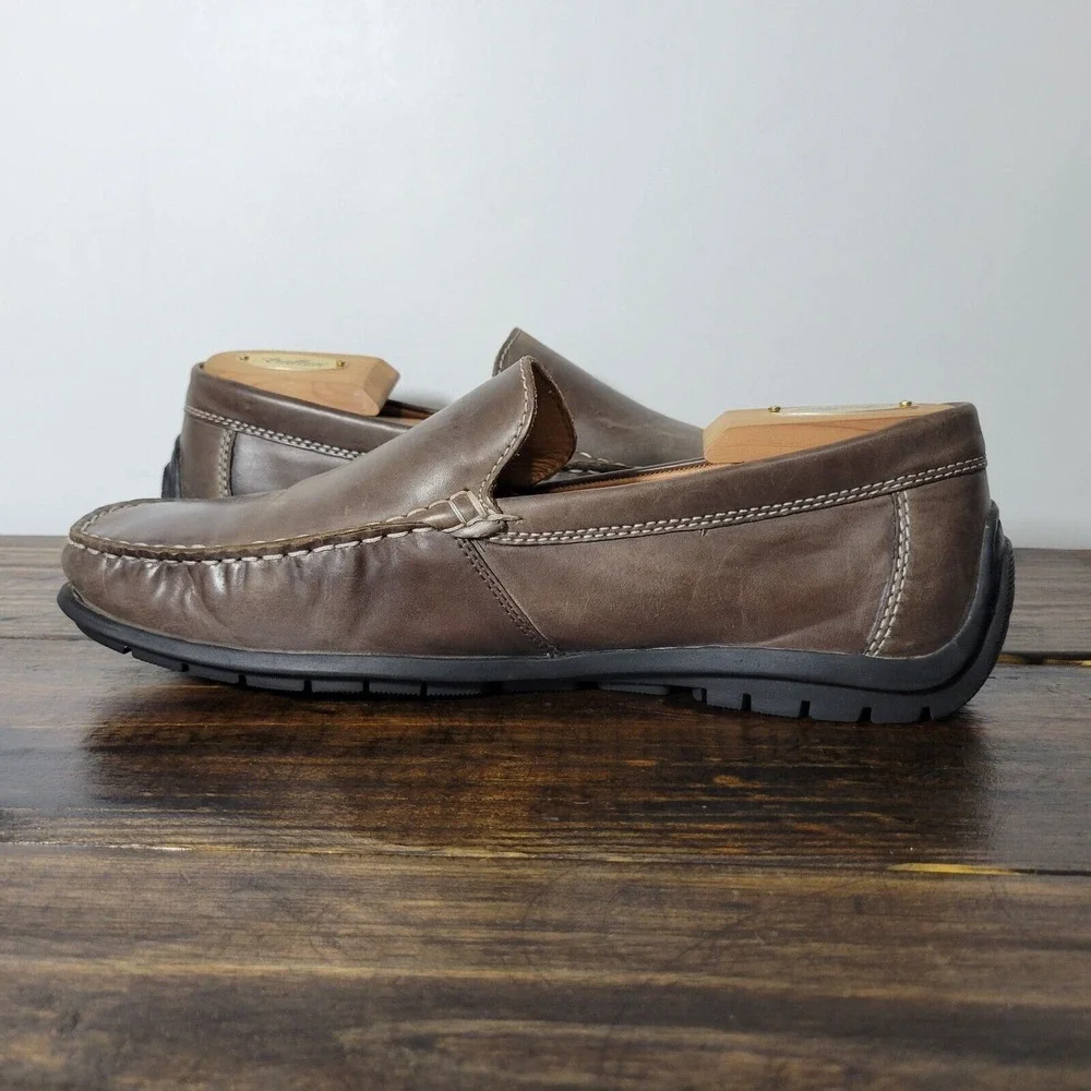 Ecco Men's‎ Driver Loafer Shoes Brown Leather LATEX Slip On Size EU42 / US 8-8.5